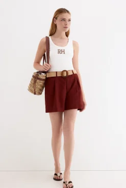 Camiseta tirantes con logo en pedrería