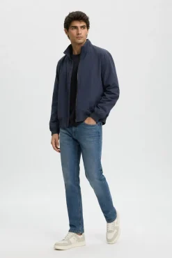 Cazadora bomber de hombre lisa con cremallera