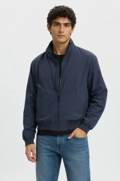 Cazadora bomber de hombre lisa con cremallera