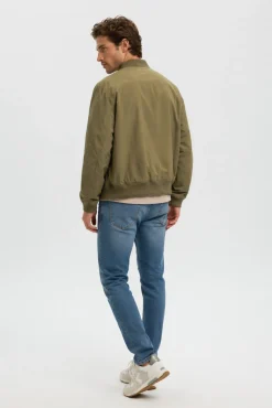 Cazadora bomber de hombre lisa con cremallera