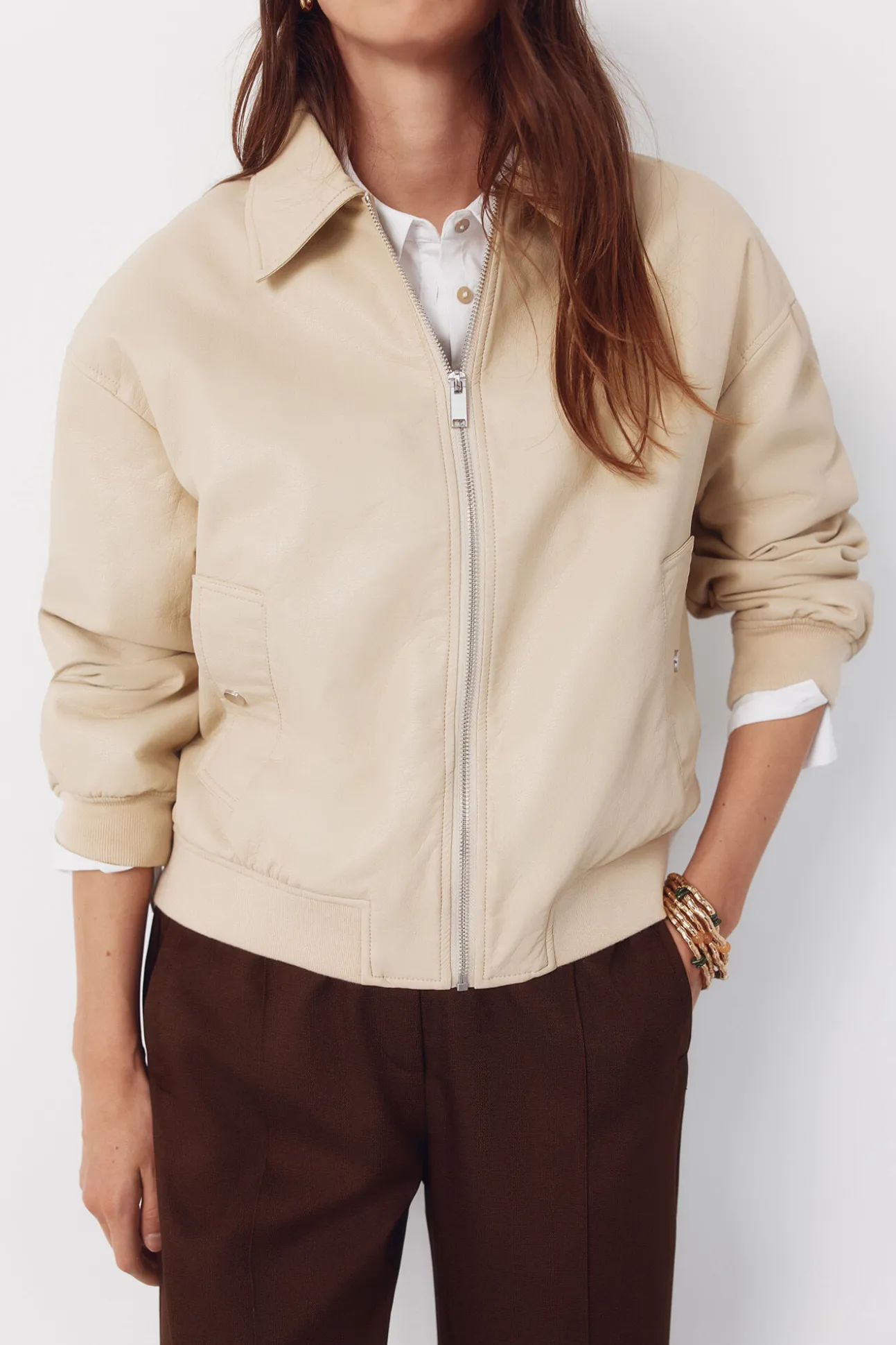 Chaqueta bomber efecto piel
