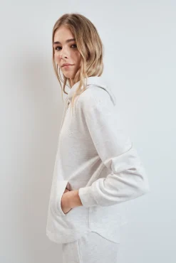 Chaqueta capucha viscosa suave gris