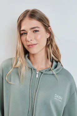 Chaqueta capucha viscosa suave verde