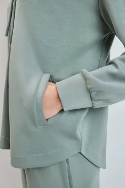 Chaqueta capucha viscosa suave verde