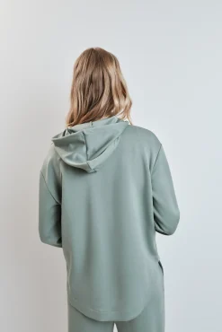 Chaqueta capucha viscosa suave verde