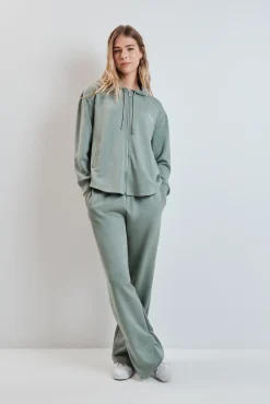 Chaqueta capucha viscosa suave verde