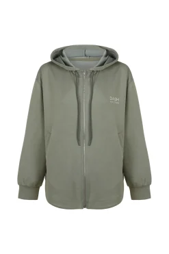 Chaqueta capucha viscosa suave verde