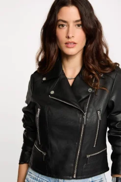 Chaqueta recta cuello con muescas