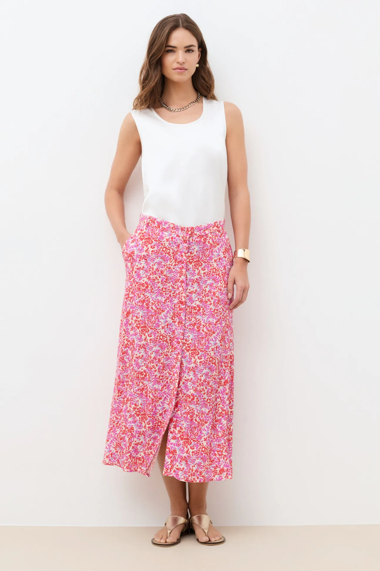 Falda larga estampada