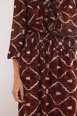 Falda larga pliegues estampada