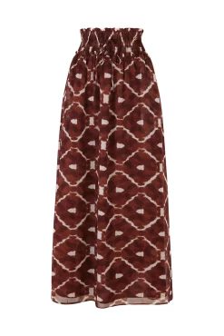 Falda larga pliegues estampada