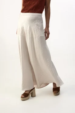 Falda midi satinada con encaje