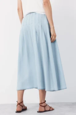 Falda midi tablas tencel