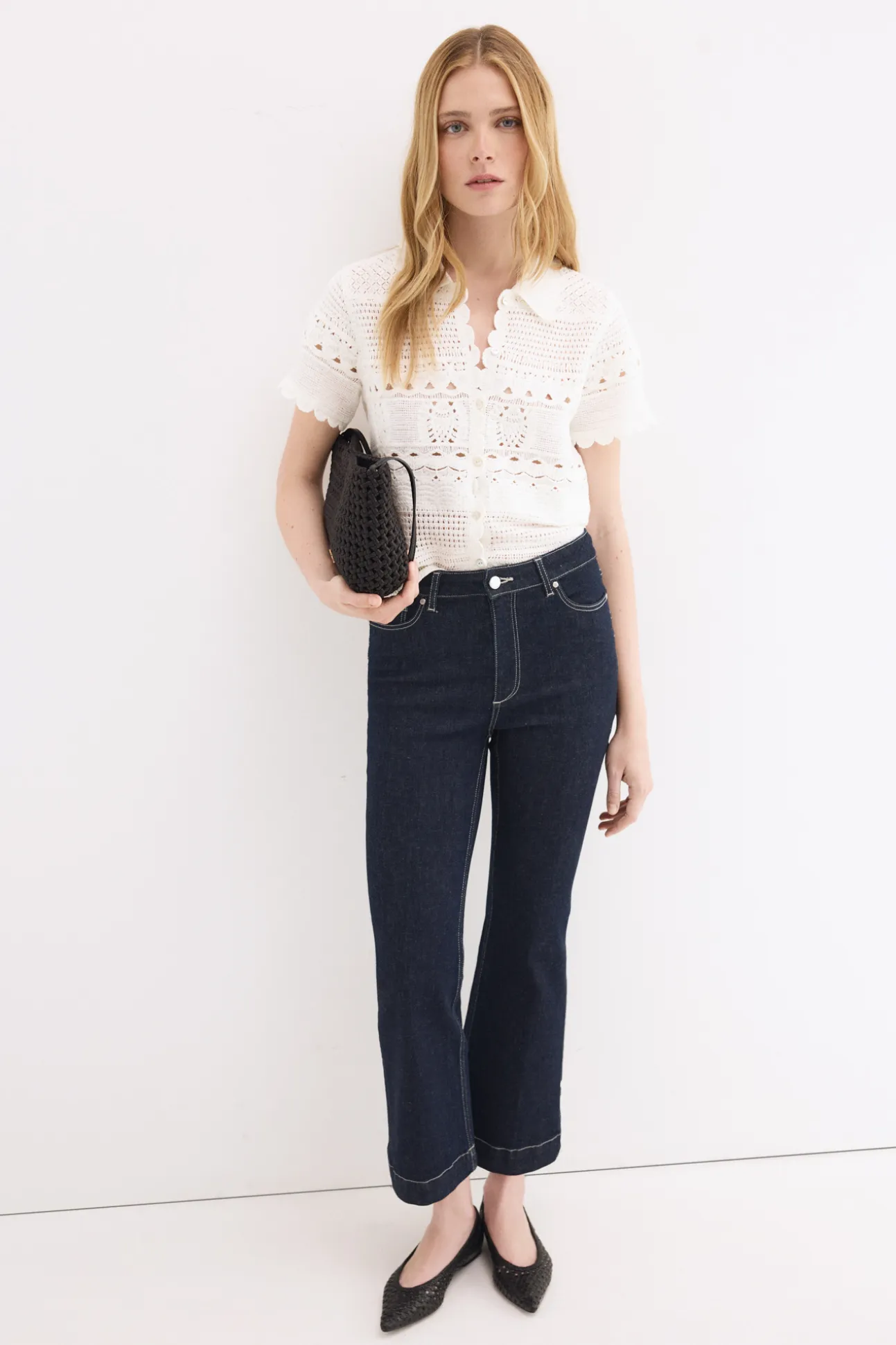Jeans push up flare cropped