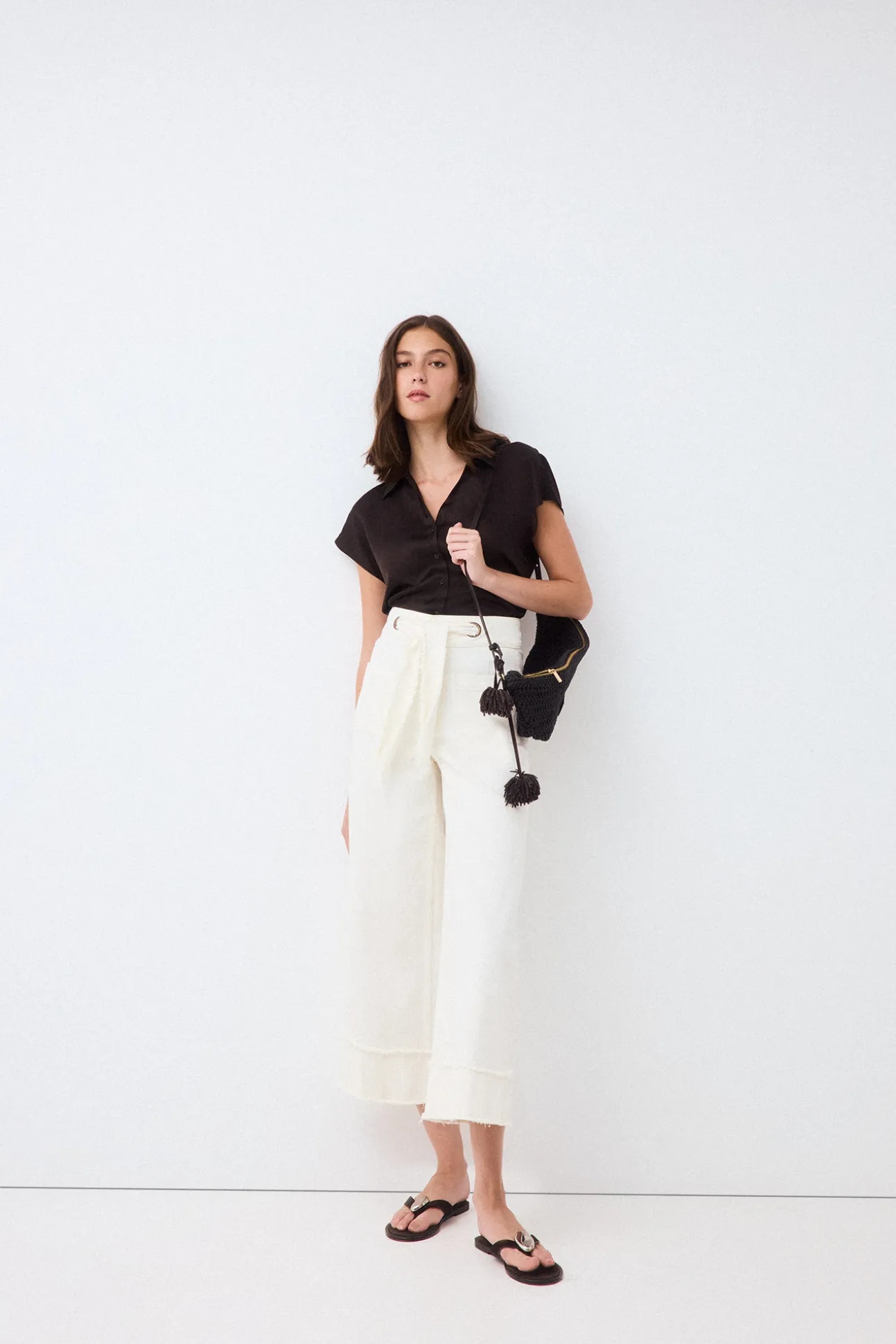 Jeans wide flare capri