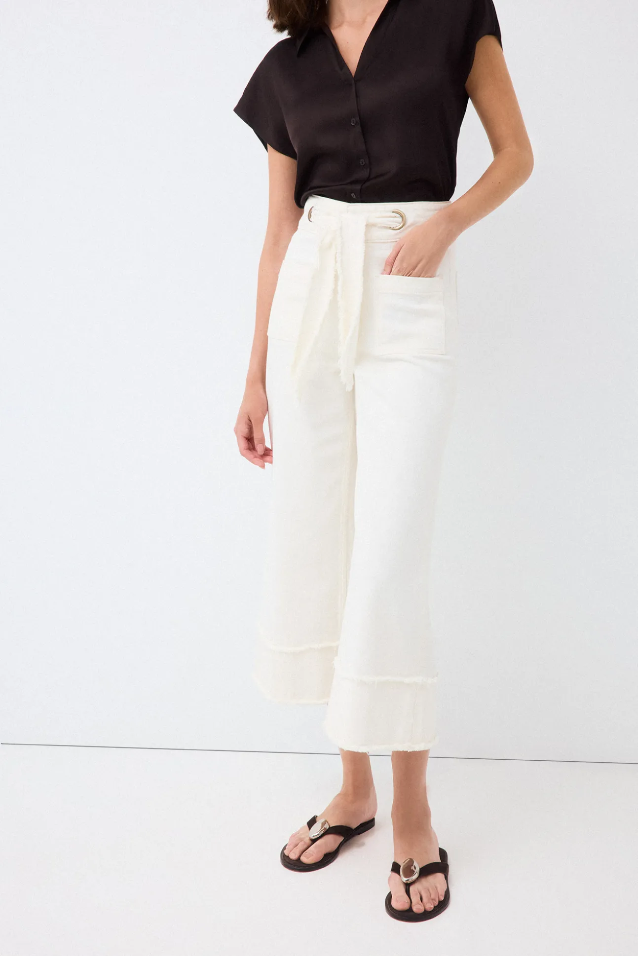 Jeans wide flare capri