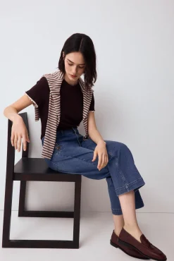 Jeans wide leg capri