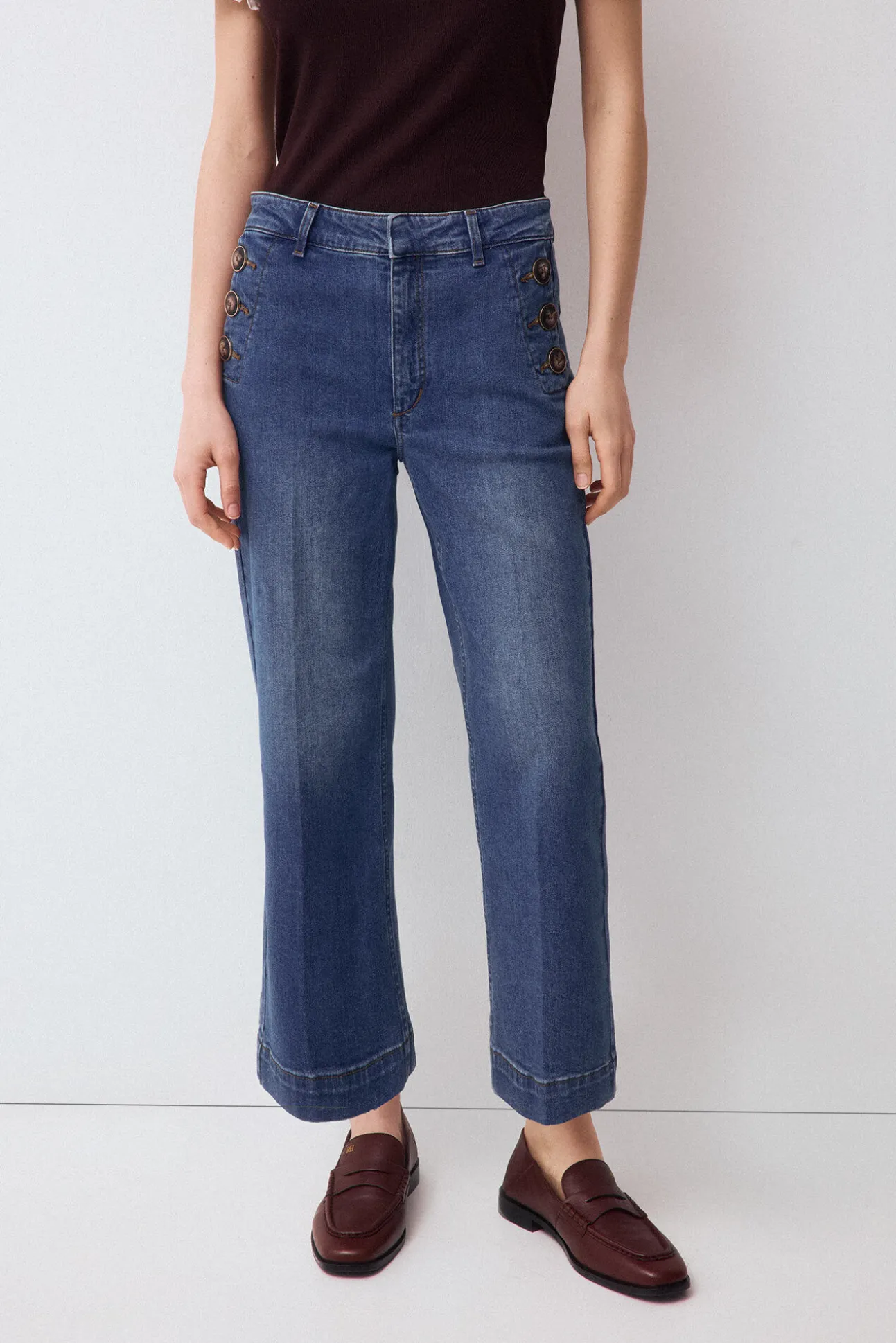 Jeans wide leg capri
