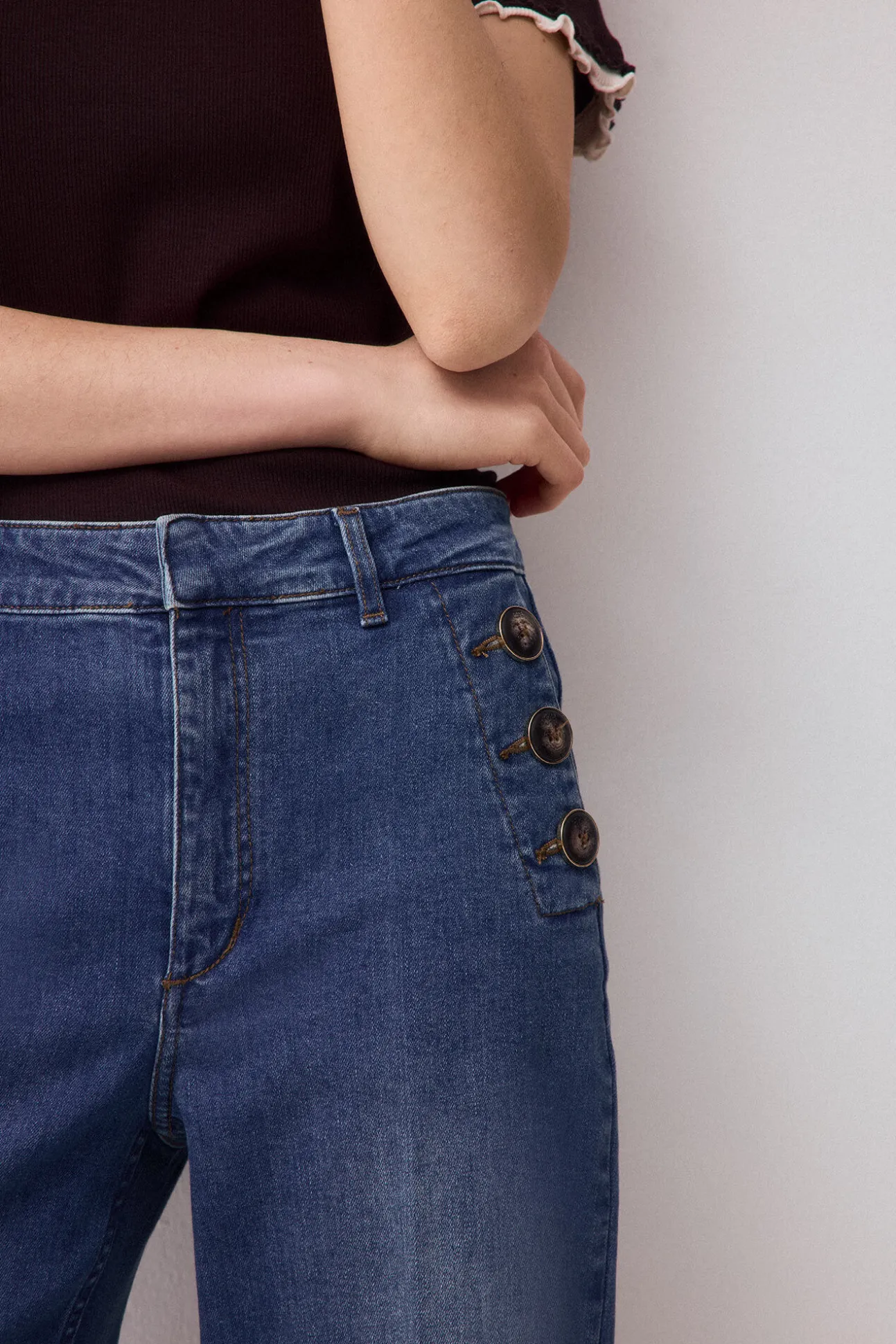 Jeans wide leg capri