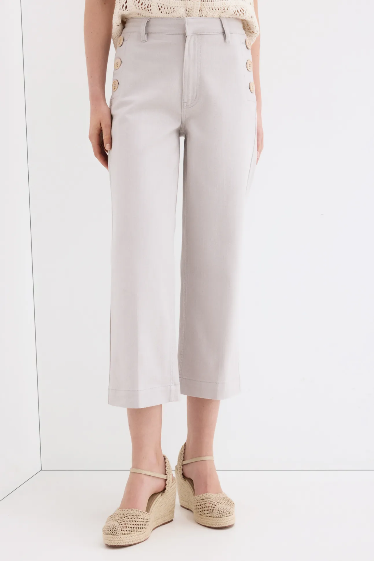 Jeans wide leg capri