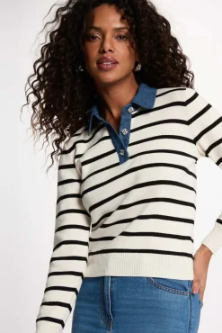 Jersey de rayas con cuello vuelto
