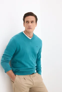 Jersey punto algodón premium cuello pico
