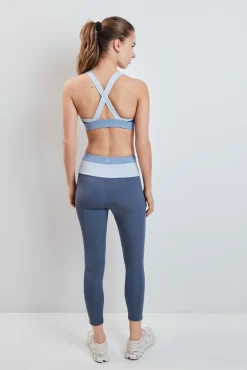 Leggings crop 4D STRETCH color block azul