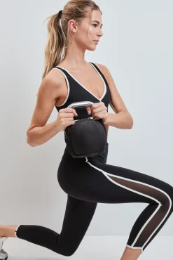 Leggings crop negro lateral transparencias 4D STRETCH
