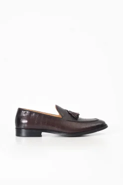 Mocasín piel borlas print