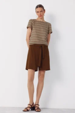 Pantalón bermuda con lino