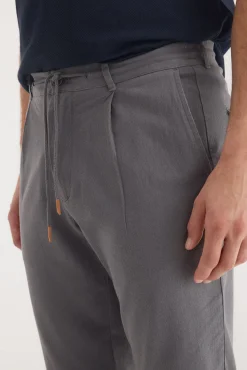 Pantalón chino algodón-lino cordones