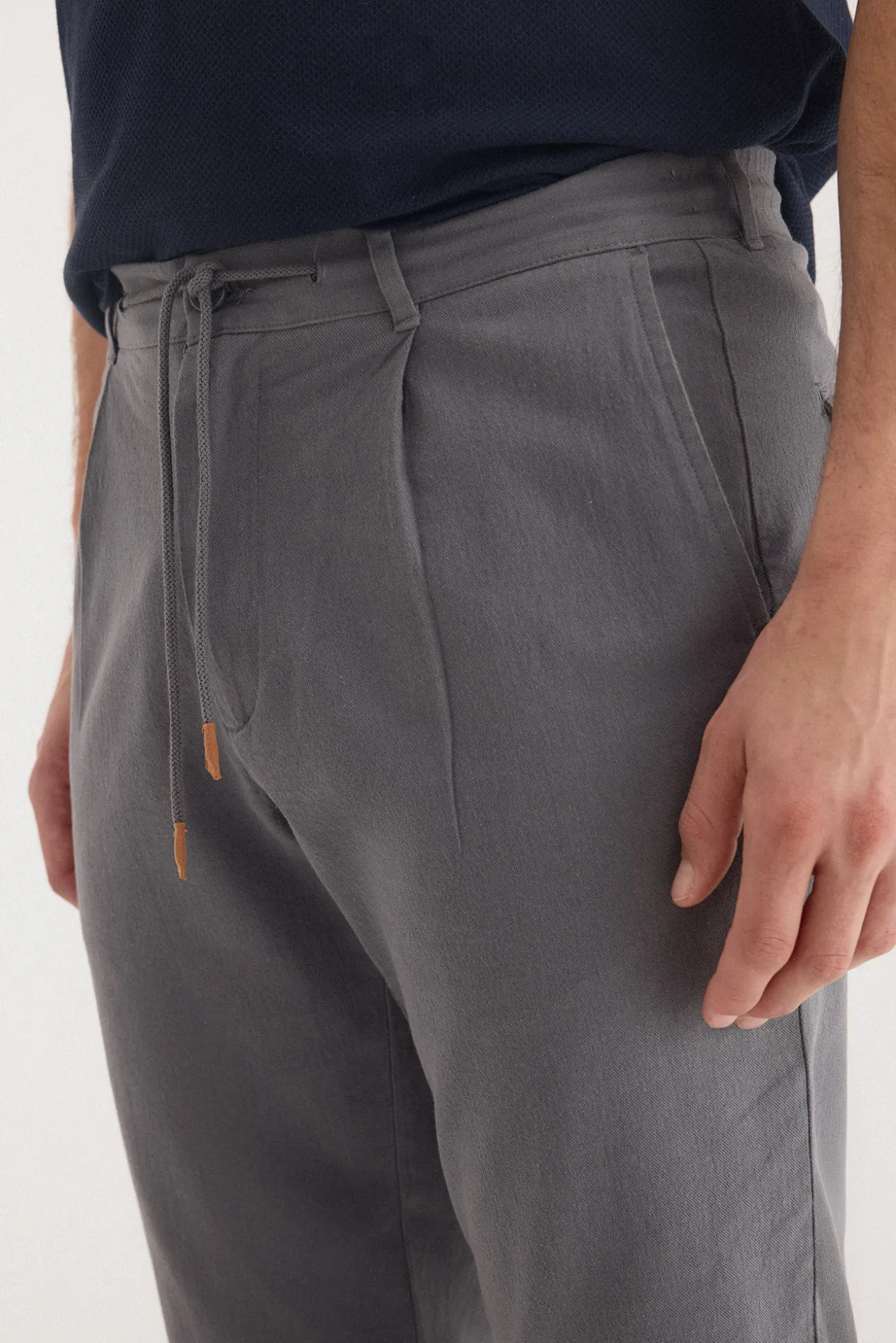 Pantalón chino algodón-lino cordones