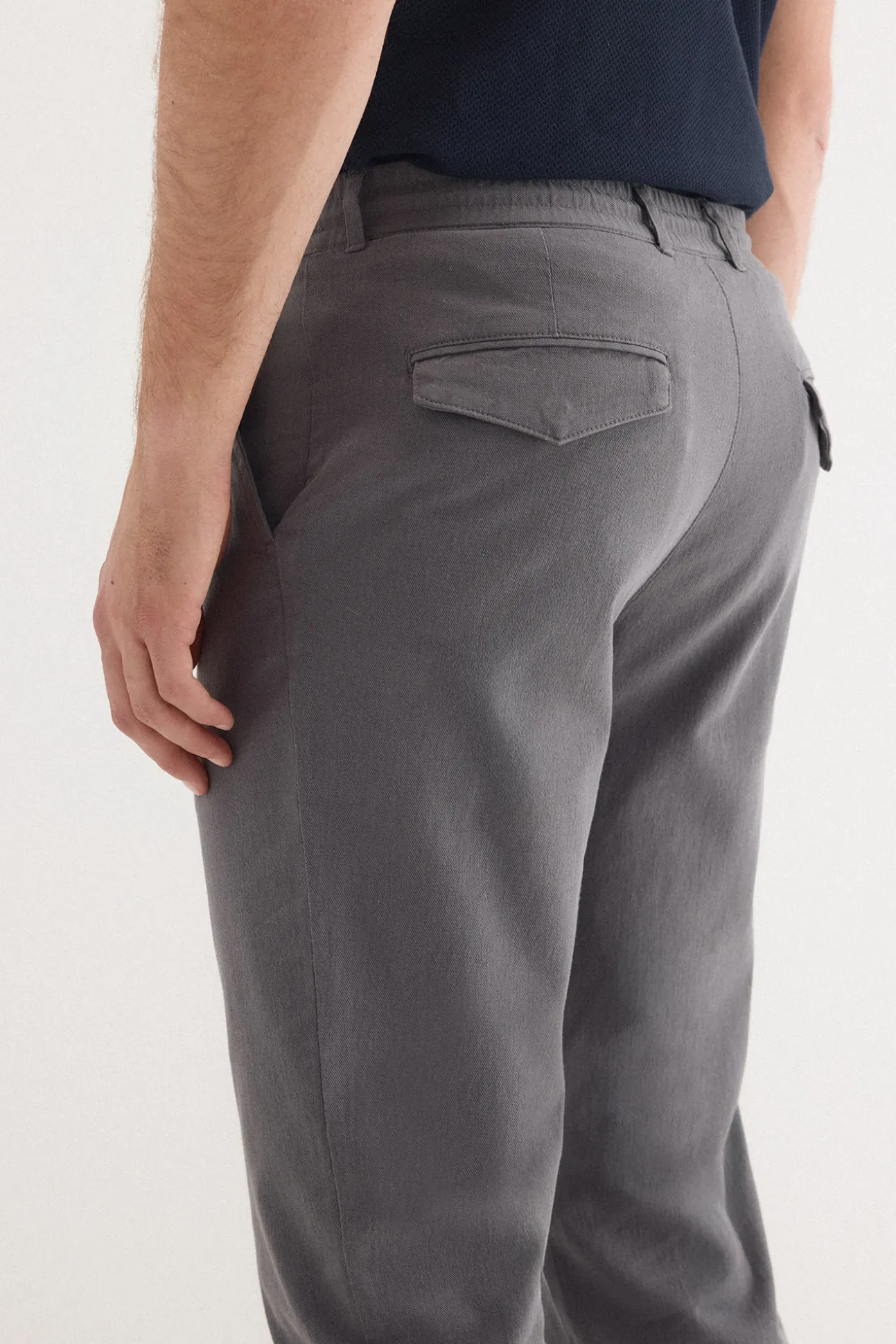 Pantalón chino algodón-lino cordones
