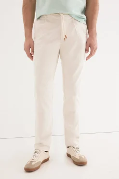 Pantalón chino algodón-lino cordones