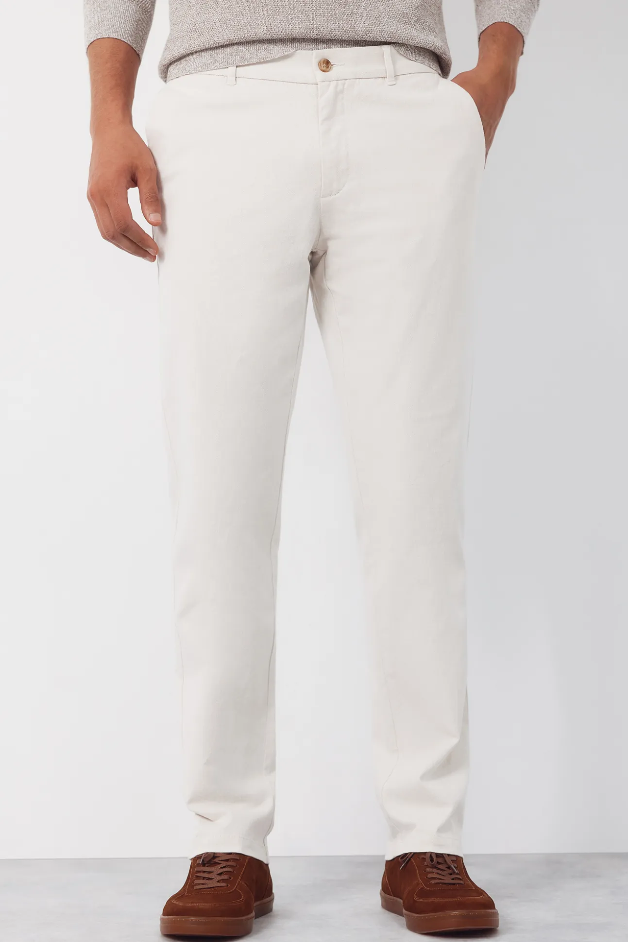 Pantalón chino algodón-lino regular