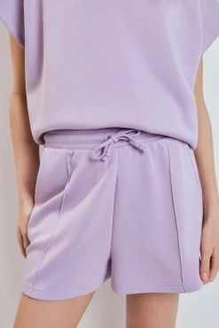 Pantalón corto ancho viscosa suave lila