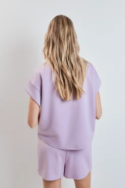 Pantalón corto ancho viscosa suave lila