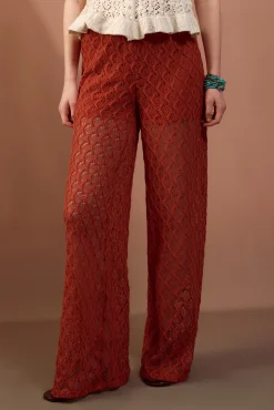 Pantalón de punto calado ancho