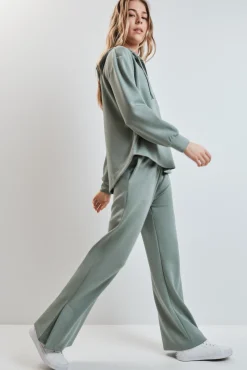 Pantalón largo ancho viscosa suave verde