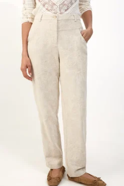Pantalón recto bordado