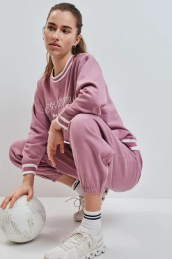 Pantalón recto felpa rosa