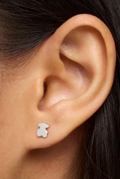 Pendientes oso de plata 6 mm