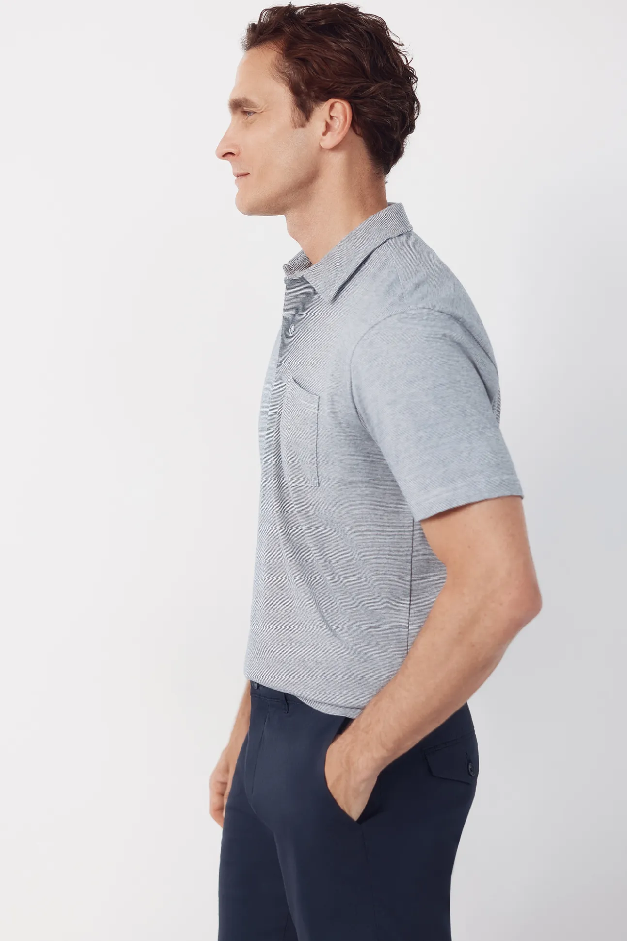 Polo rayas bolsillo