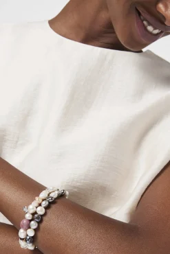 Pulsera de plata con perlas y gemas