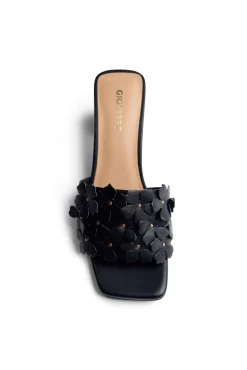 Sandalias mules tacón piel