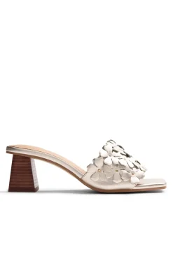 Sandalias mules tacón piel