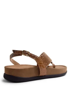 Sandalias piel estampado animal y joya tanauan