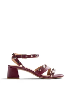 Sandalias tacón piel tachas kasulu