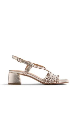 Sandalias tacón piel trenzada brillo blissfield