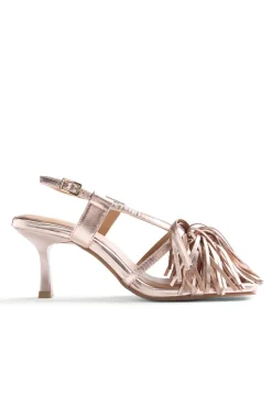Sandalias tacón piel y flecos lukac